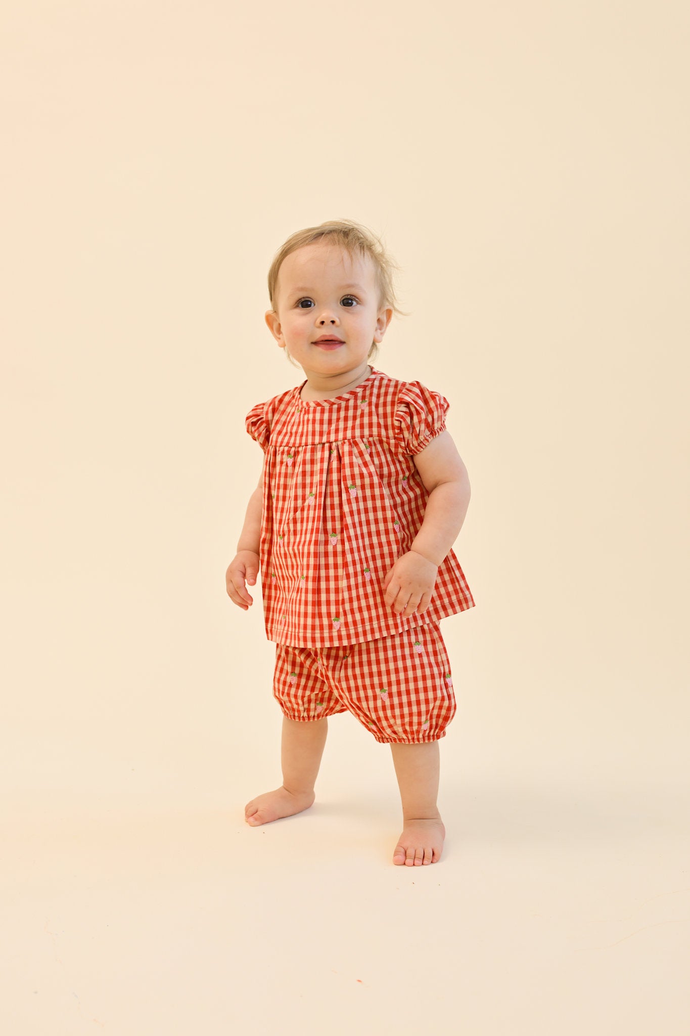 Molly Pineberry Baby SS Set - Red-pink Berry Gingham