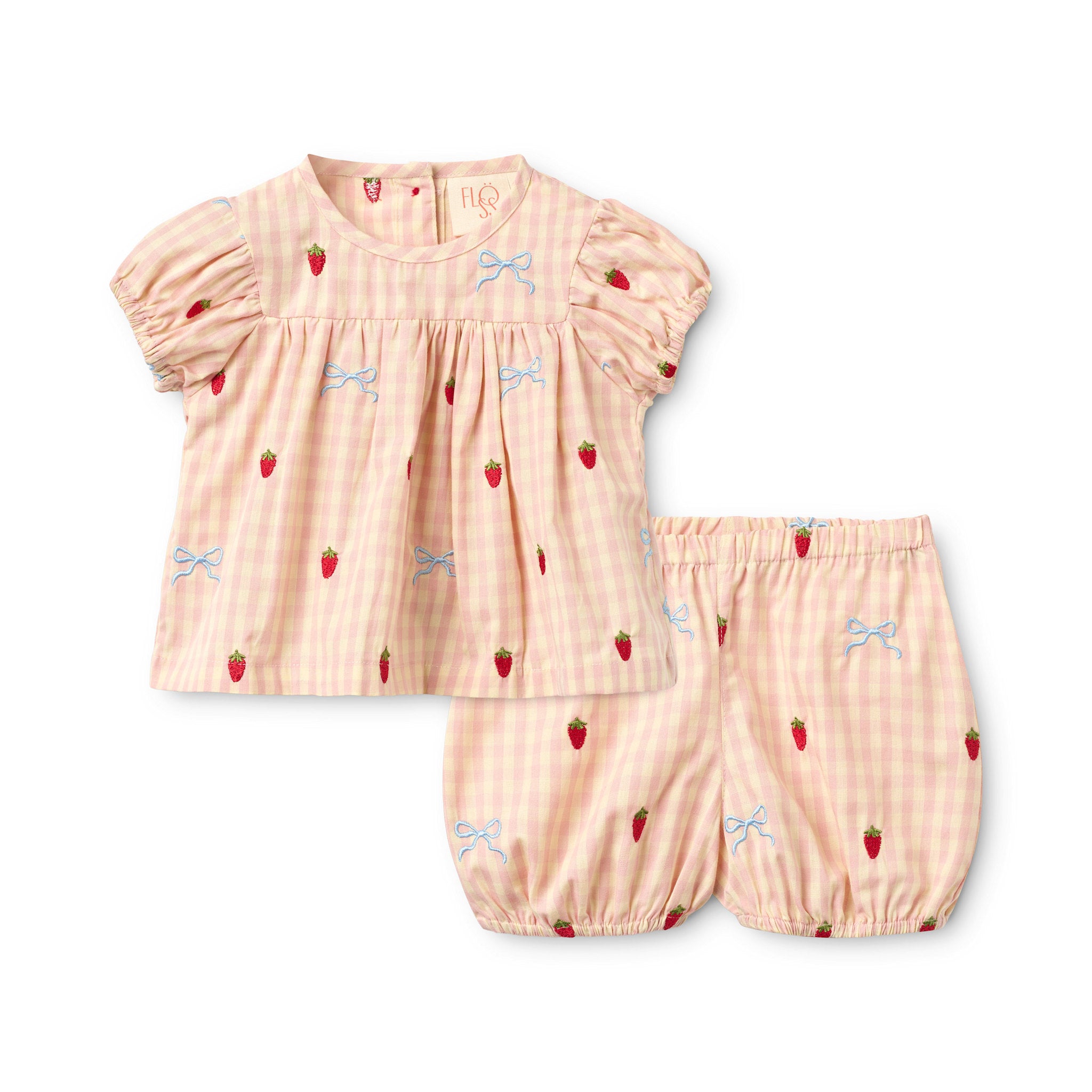 Dolly Bow Baby SS Set - Berry/bow Gingham