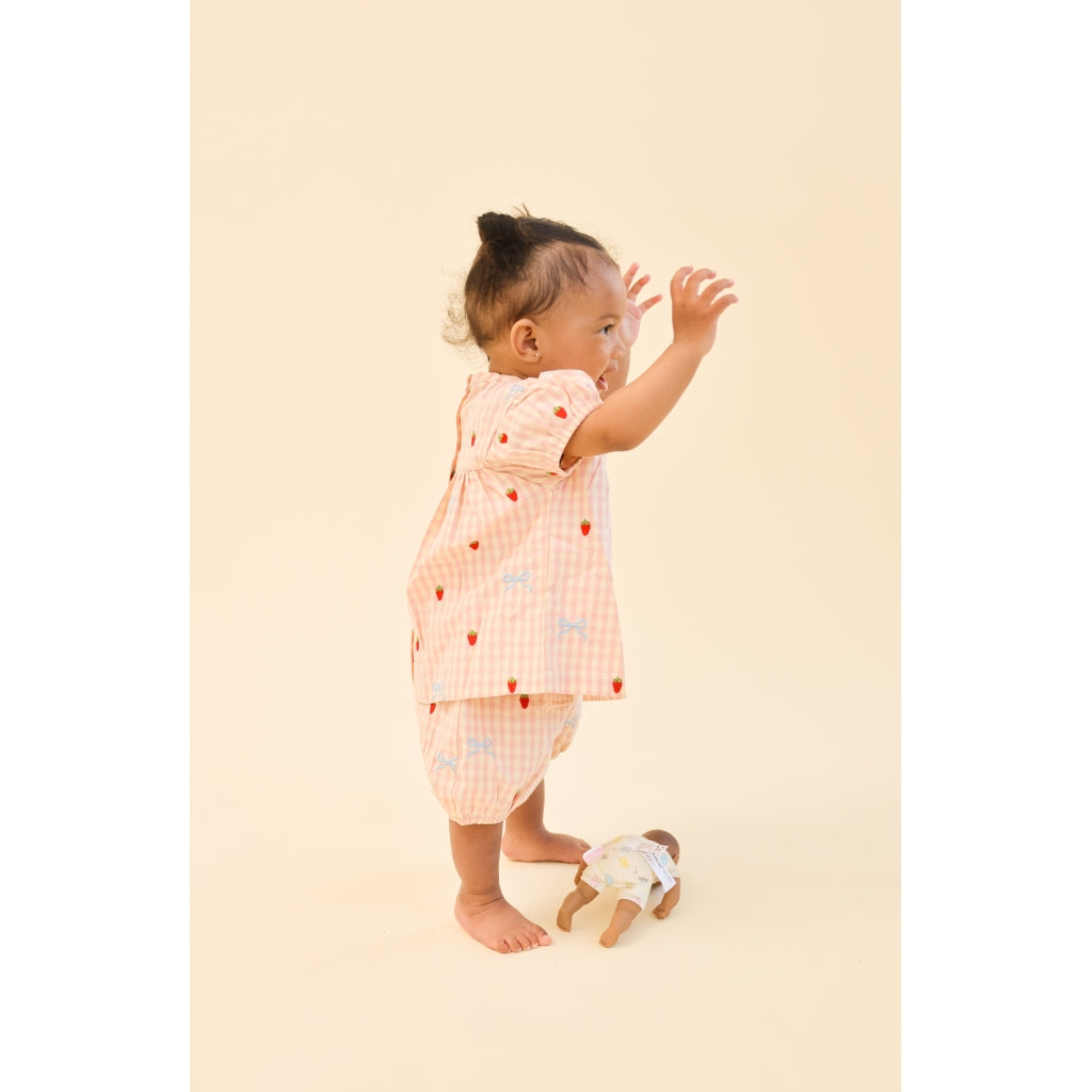 Flöss Aps Dolly Bow Baby SS Set Set Berry/bow Gingham