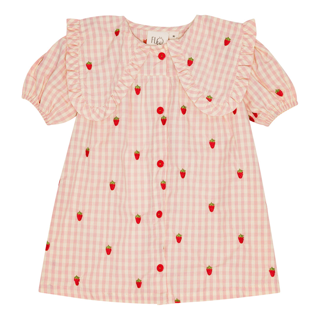 Flöss Aps Dolly SS Dress Dress Pink Berry Gingham