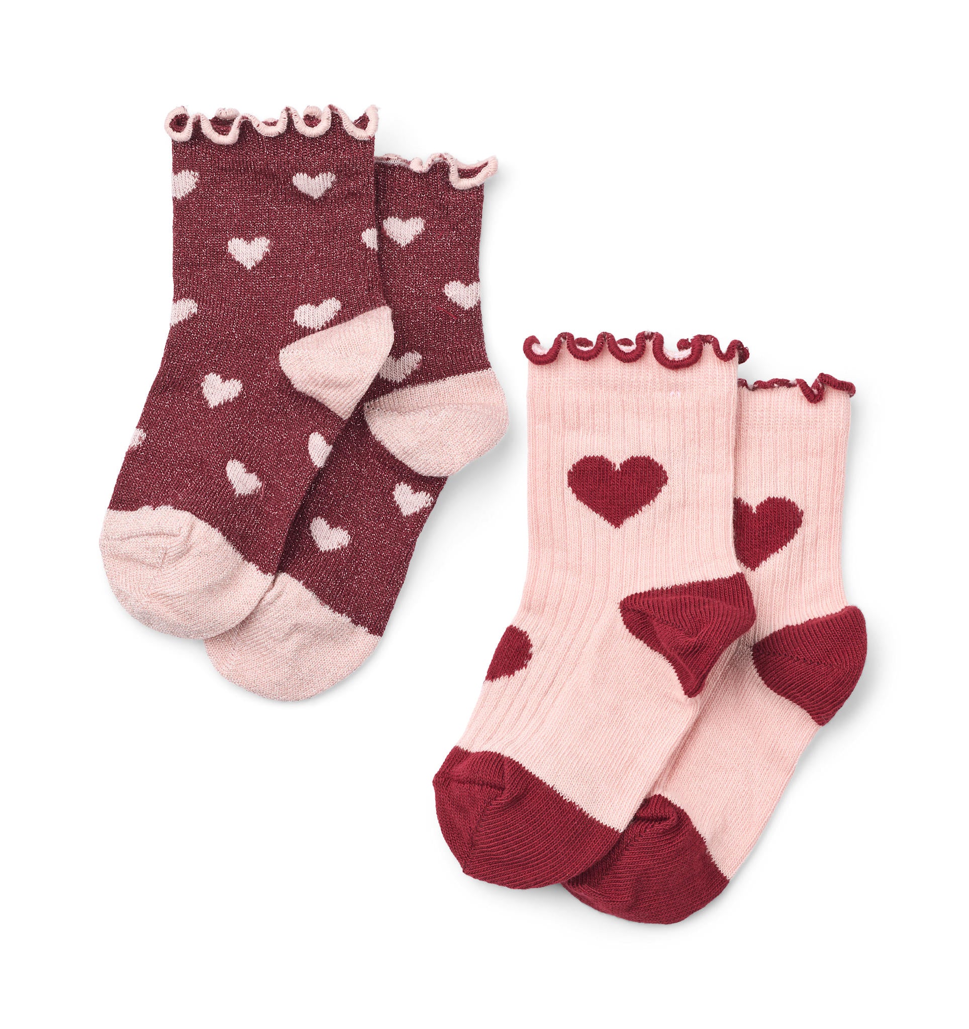 Vigga Socks 2-pack - Cranberry Heart Mix 2-pack