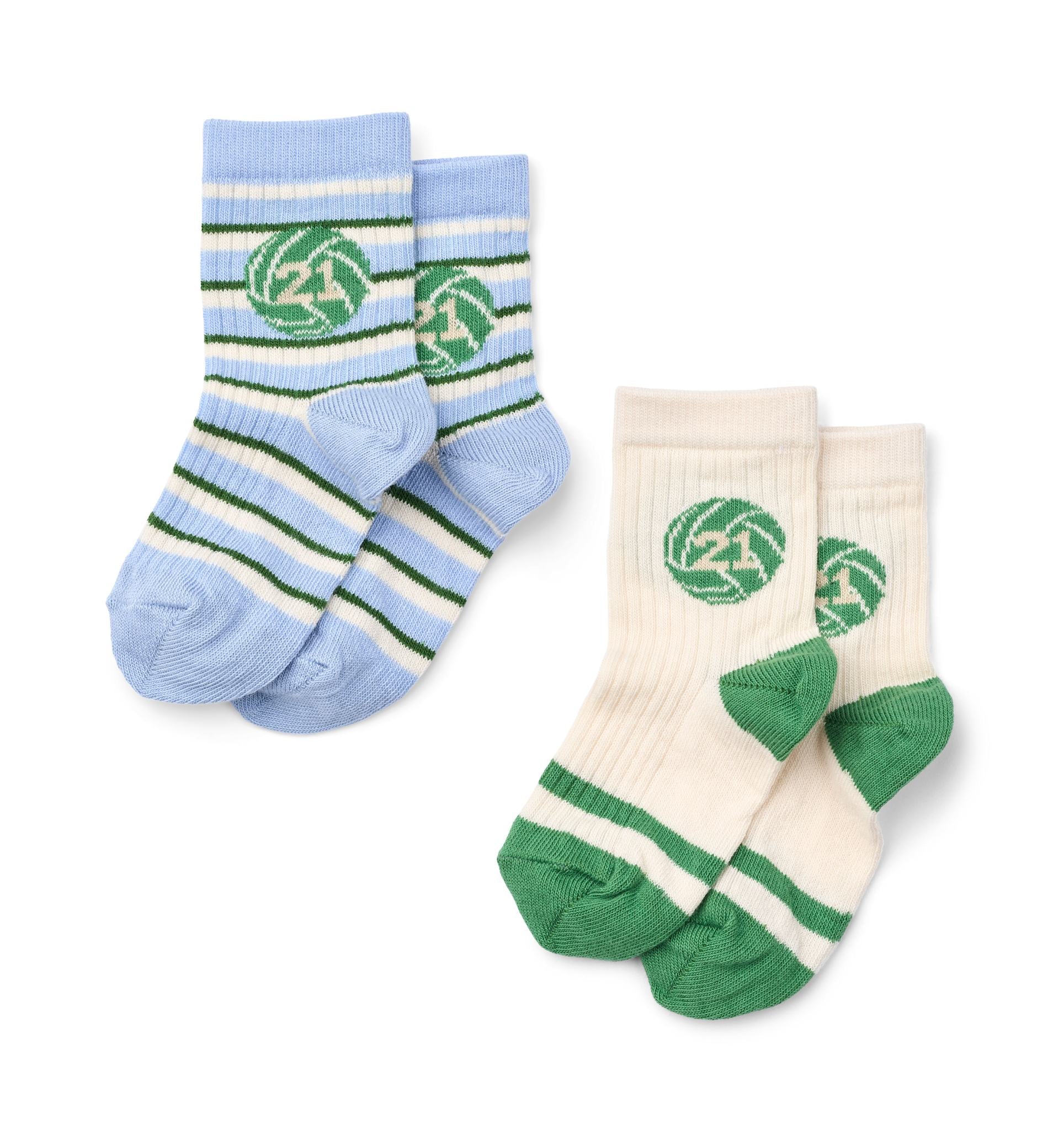 Vilde Socks 2-pack - Blue/Green Football 2-pack