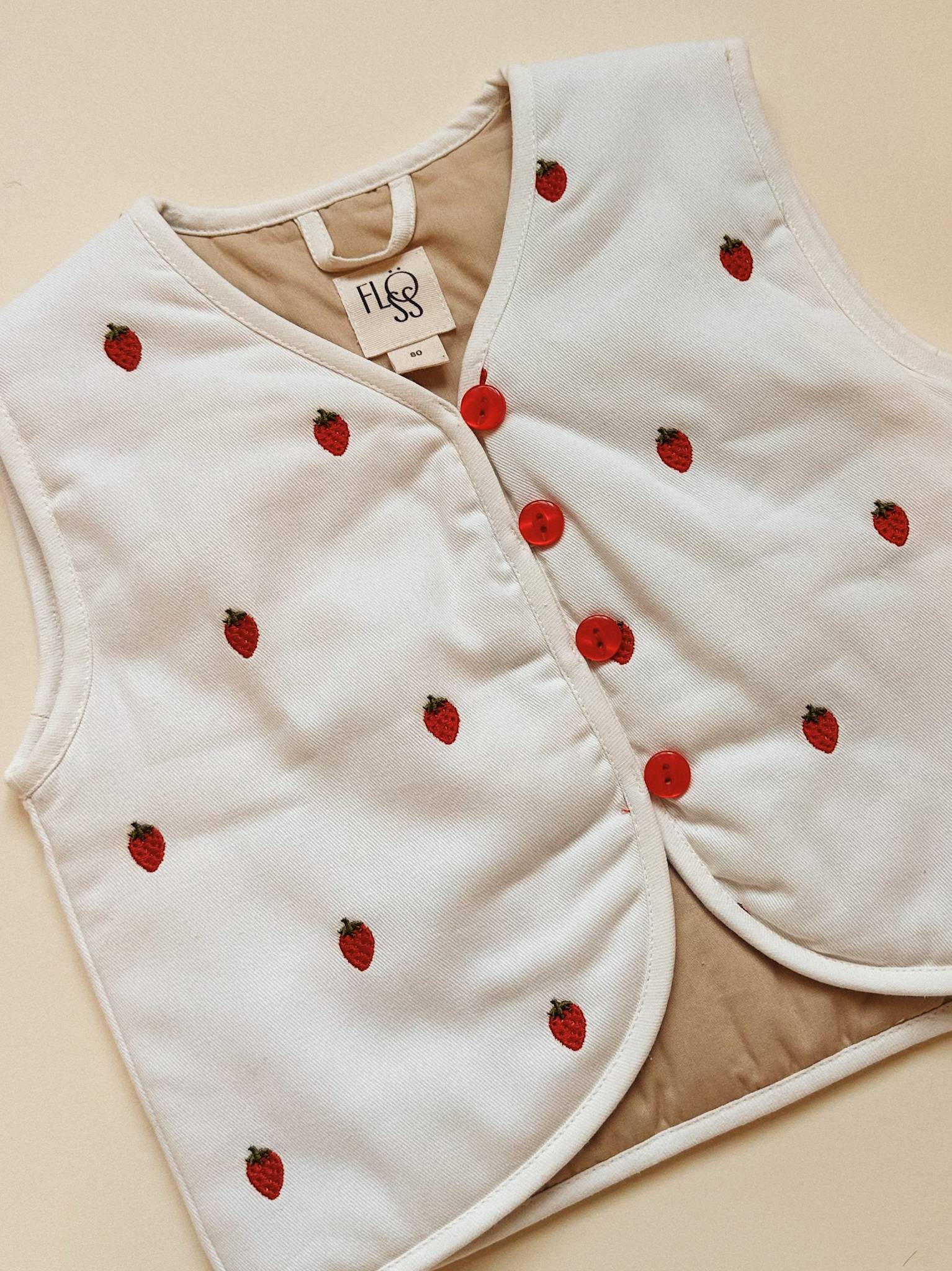 Cora Vest - White Denim Berry