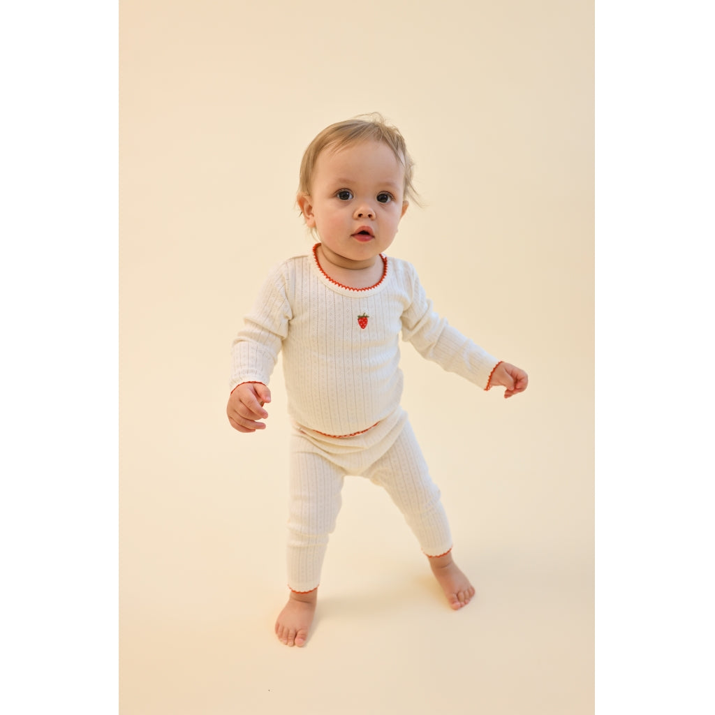 Flöss Aps Flora Pointelle Leggings Pants Gentle Cream