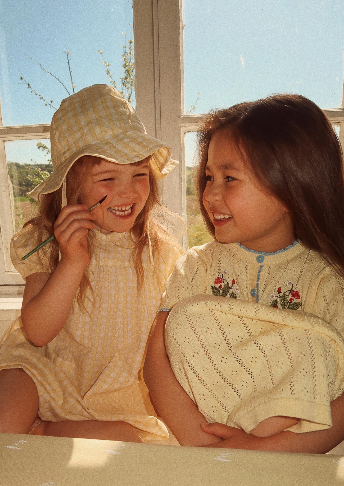 Olivia SS Dress - Soft Yellow Heart Gingham