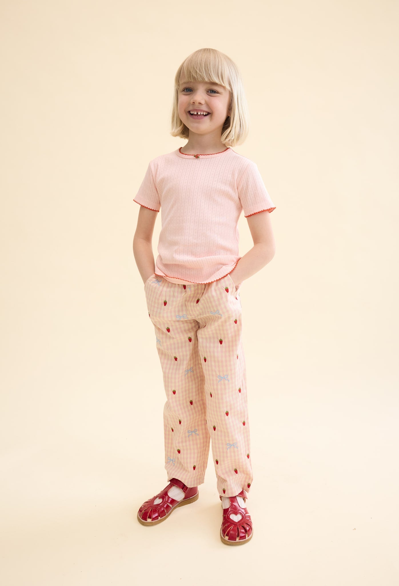 Dolly Bow Pants - Berry/bow Gingham