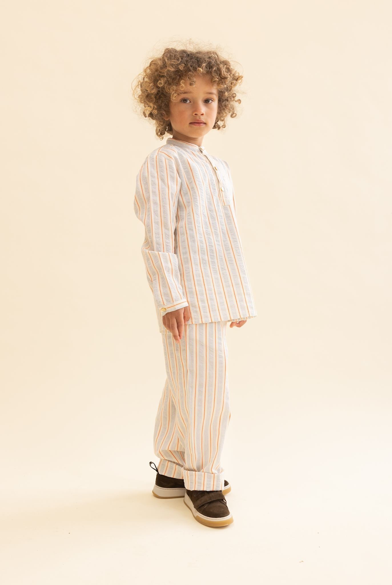 Robin Pants - Blue-tangerine Stripe