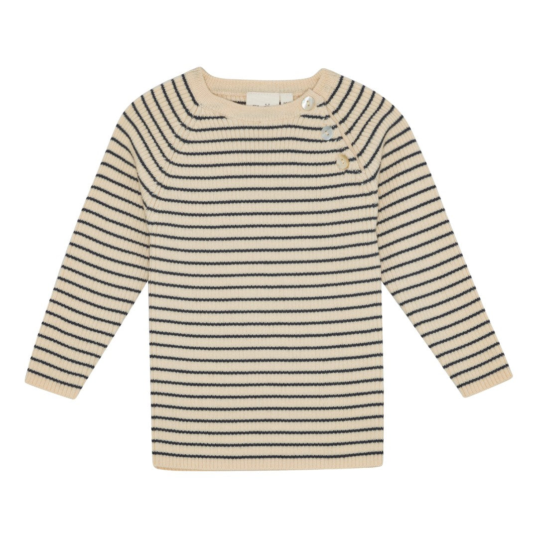 Flye Sweater Wool - Oat mel / Navy