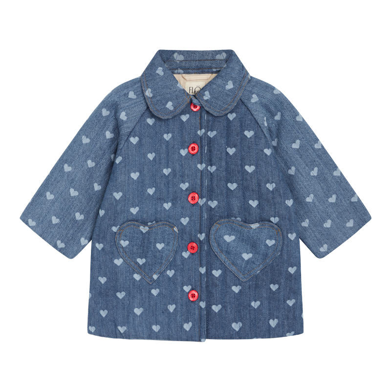 Lollo Coat - Blue Denim/Hearts
