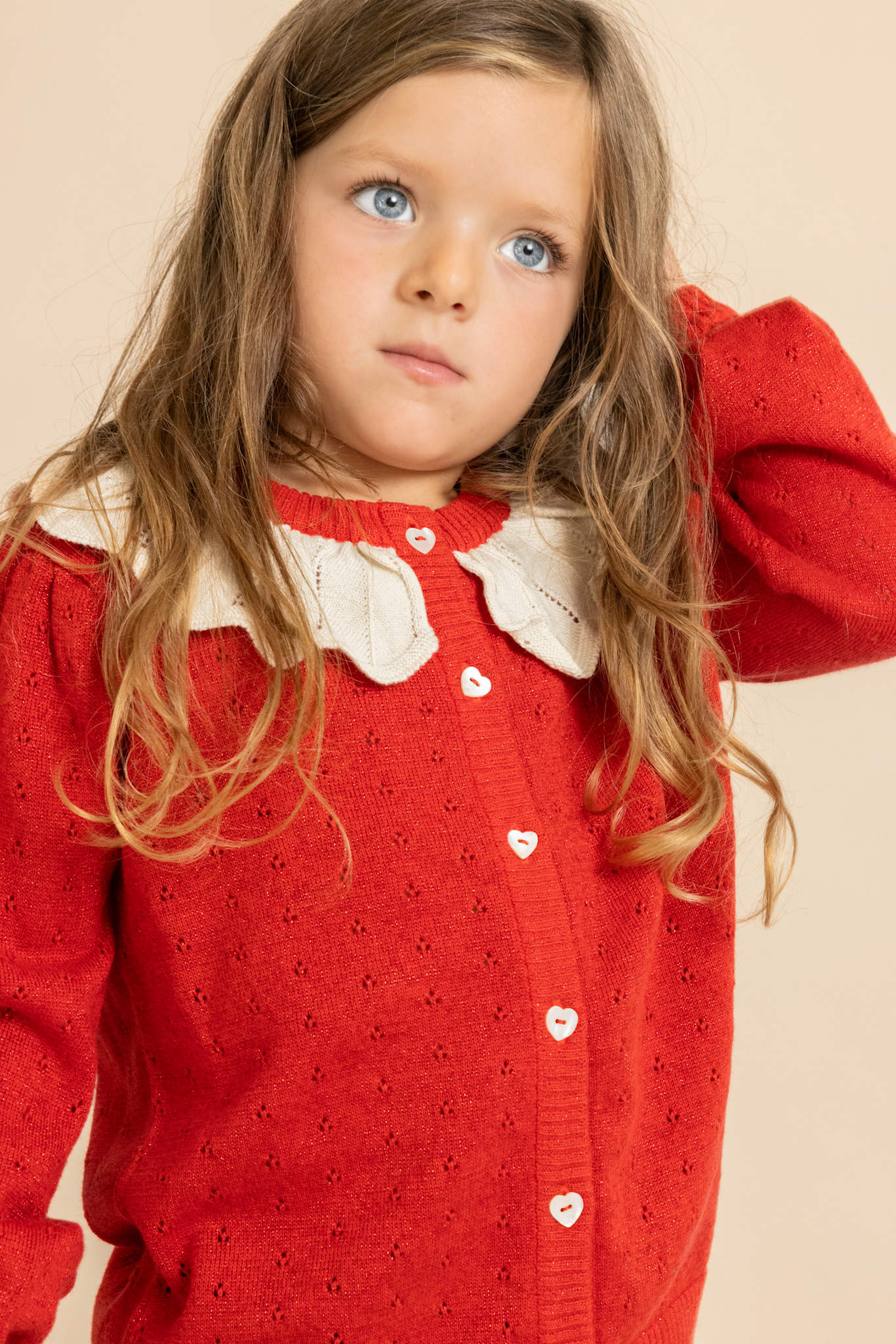 Dora Cardigan - Poppy Red Glitter