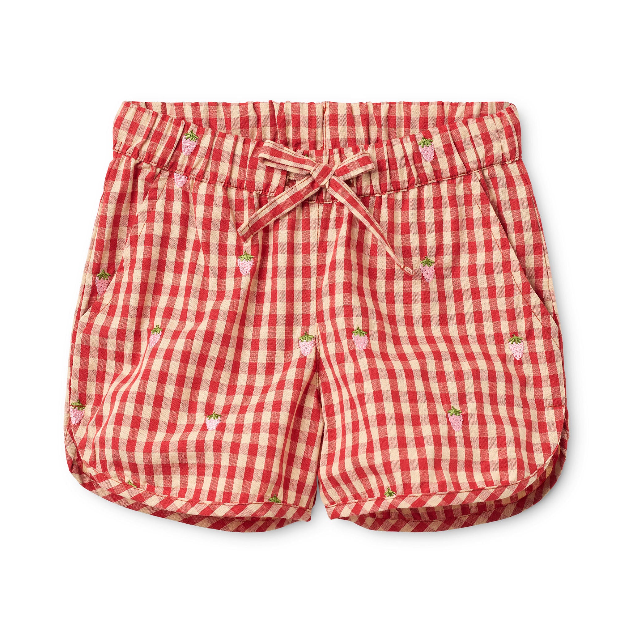 Molly Pineberry Shorts - Red-pink Berry Gingham