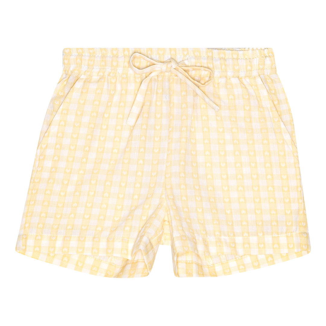 Olivia Shorts - Soft Yellow Heart Gingham