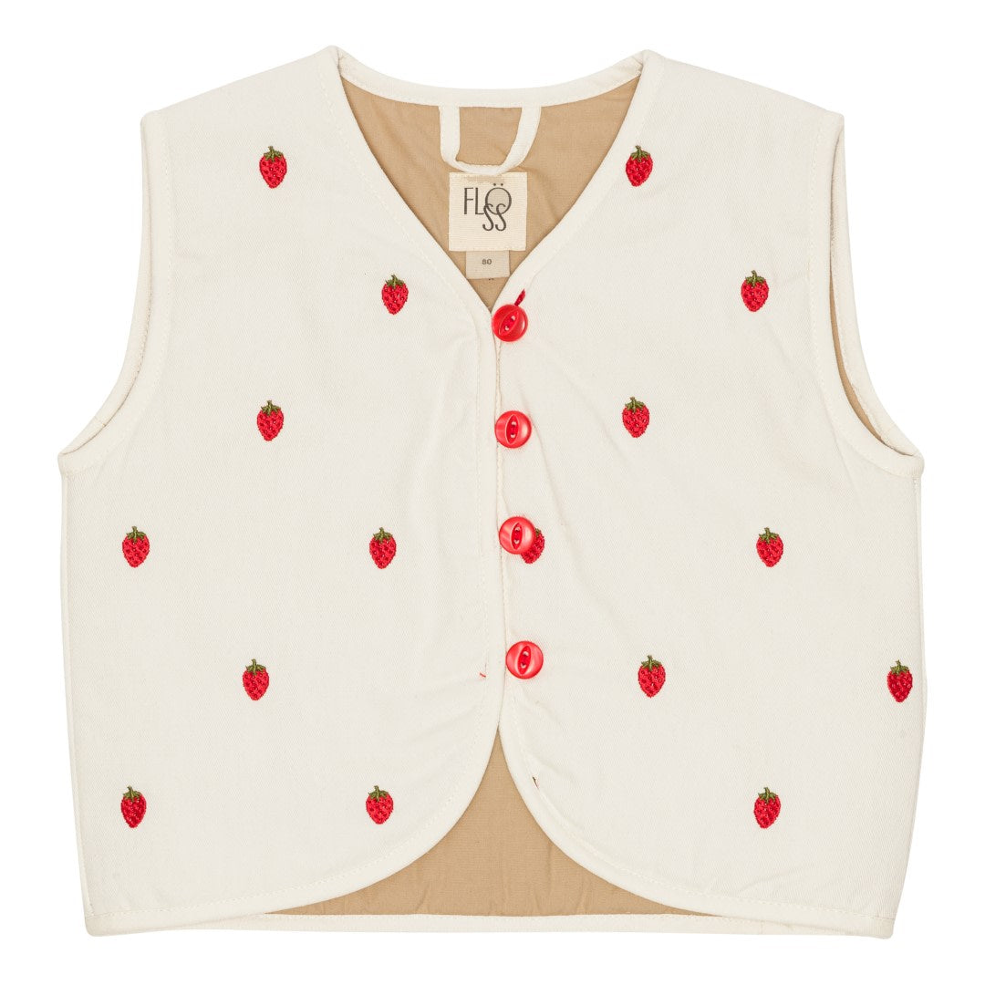 Cora Vest - White Denim Berry