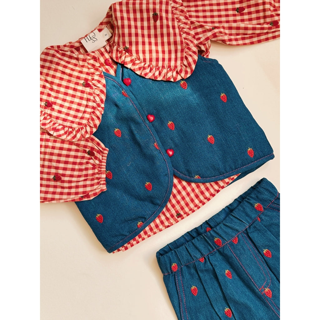 Flöss Aps Molly LS Blouse Blouse Berry Gingham