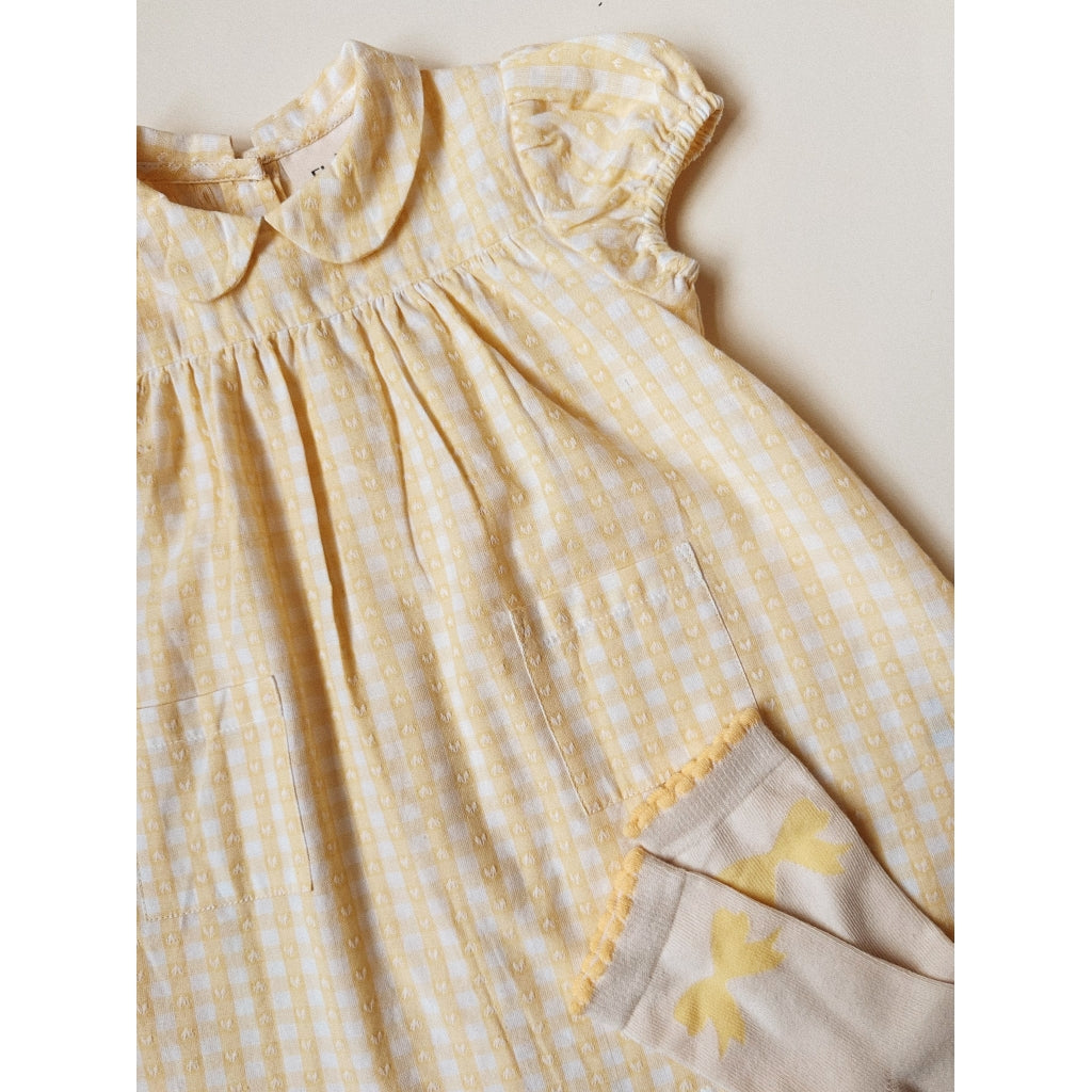 Flöss Aps Olivia SS Dress Dress Soft Yellow Heart Gingham
