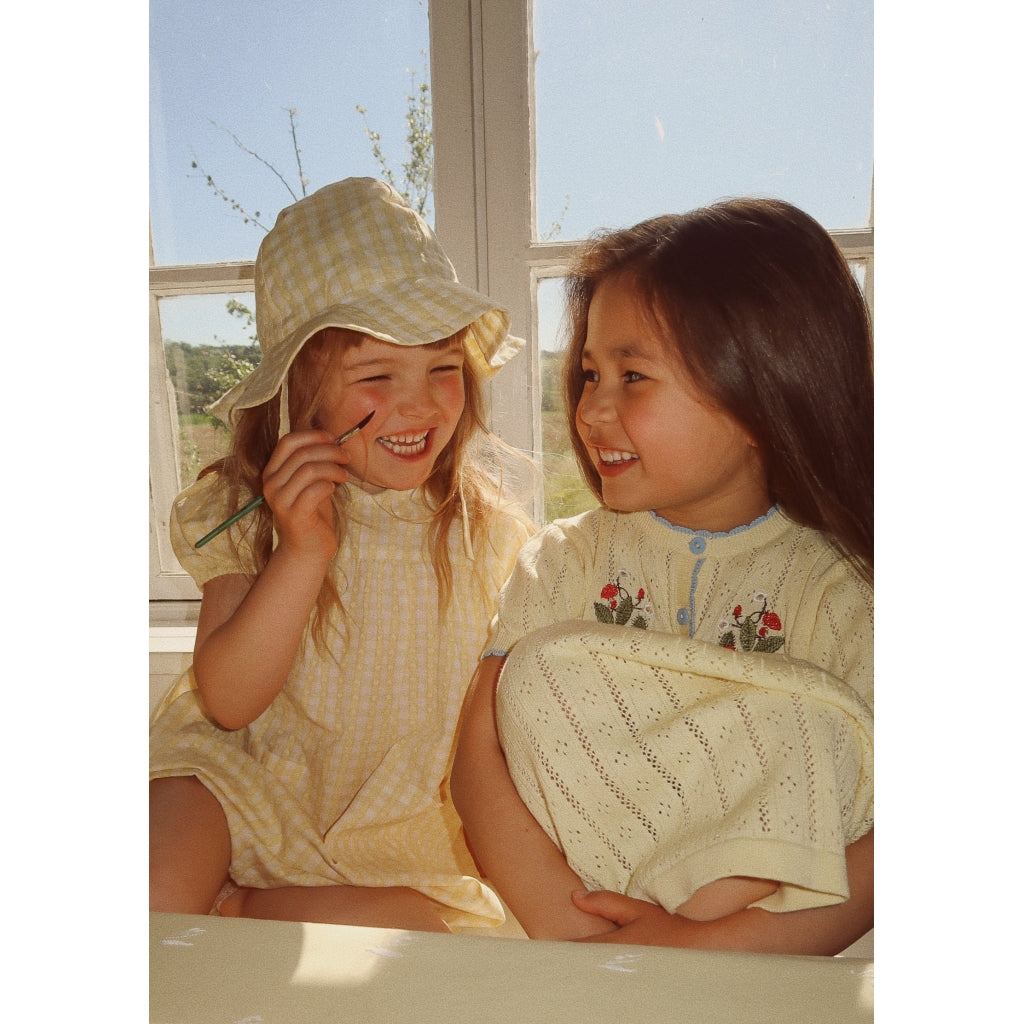 Flöss Aps Olivia SS Dress Dress Soft Yellow Heart Gingham