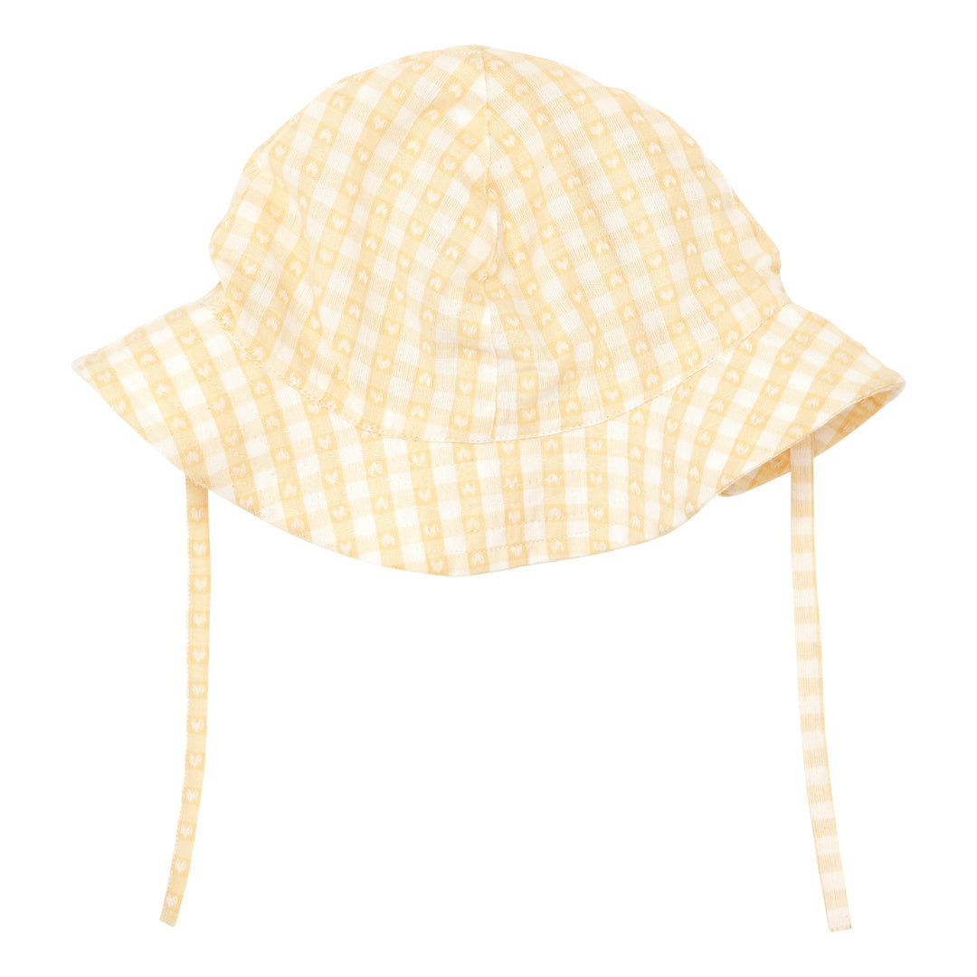 Olivia Sunhat - Soft Yellow Heart Gingham
