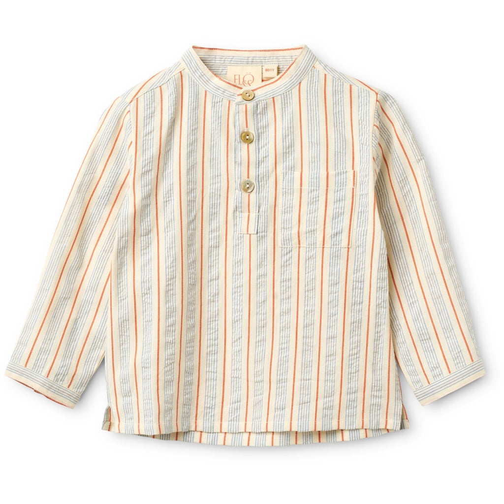 Flöss Aps Robin Shirt Shirt Blue-tangerine Stripe