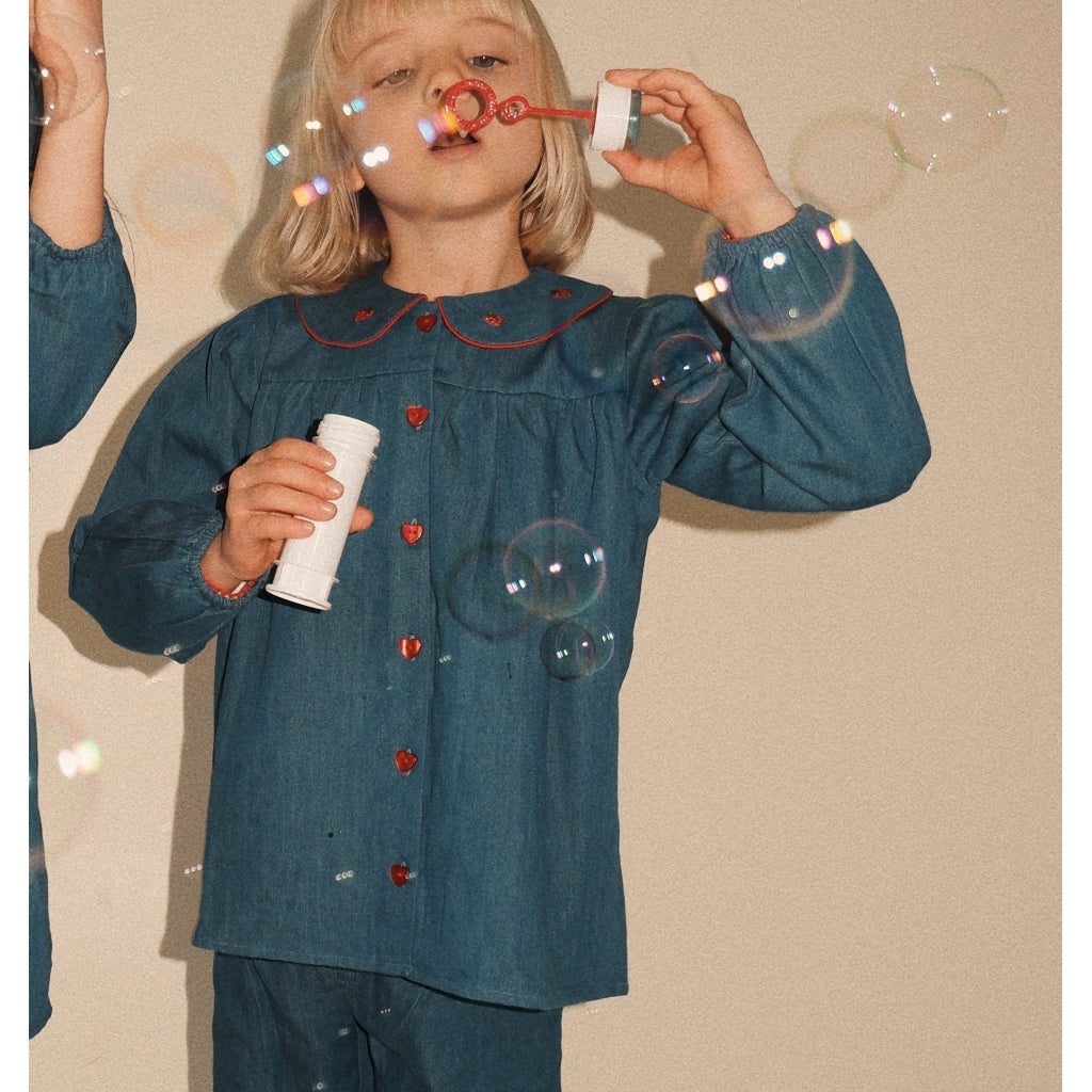 Flöss Aps Vilma Blouse Blouse Mid Blue Strawberry