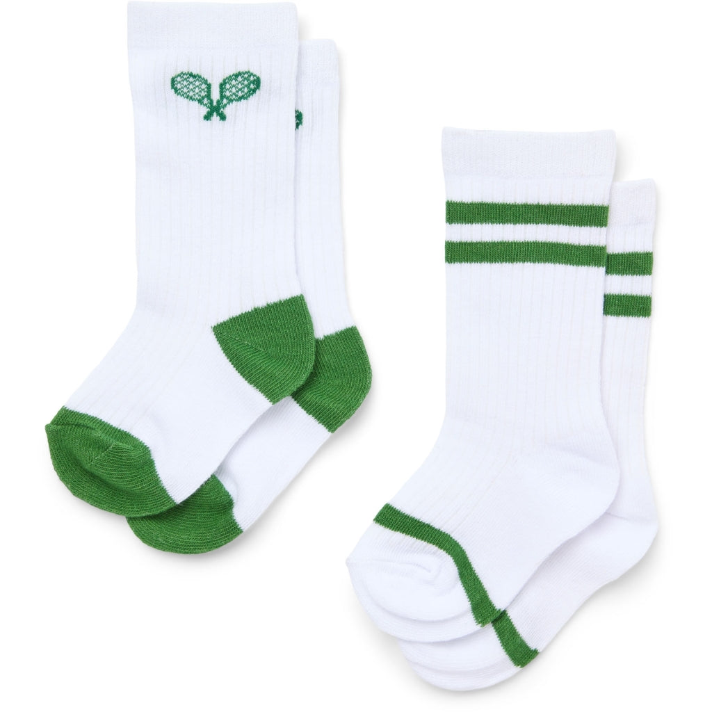 Flöss Aps Vitus Socks 2-pack Socks White/Green Tennis 2-pack