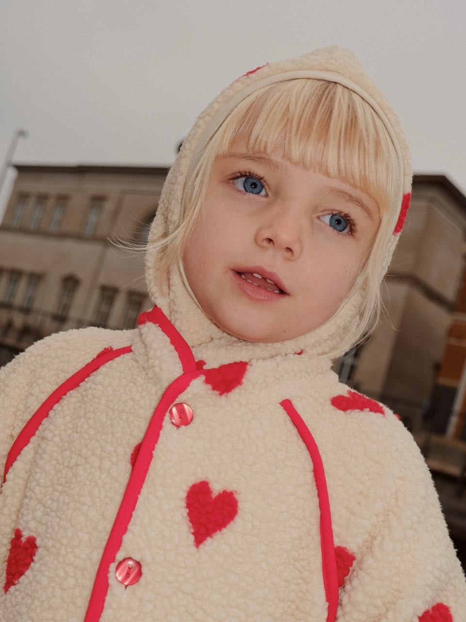Simone Fleece Jacket - Soft white heart
