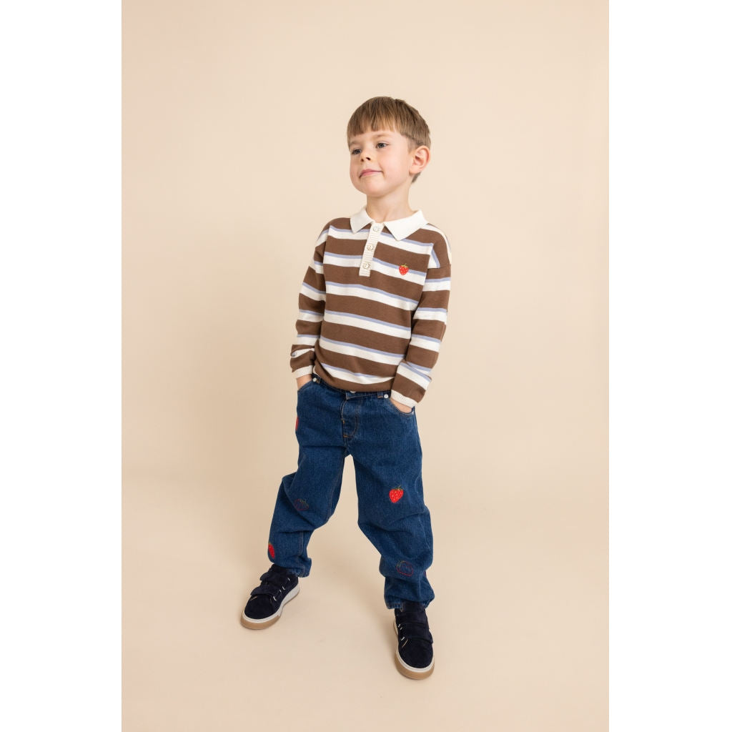 Elias Polo Sweater - Coffee/Air Stripe