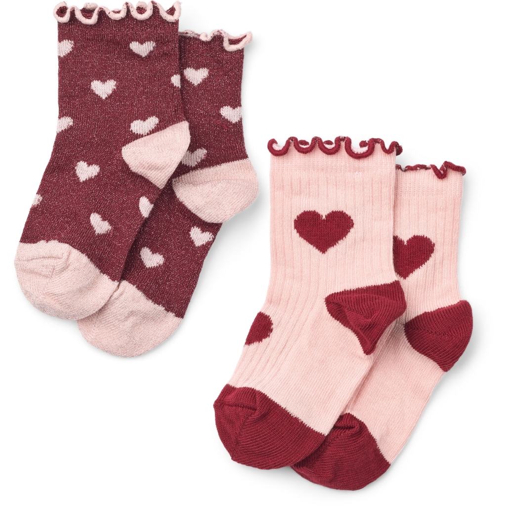 Vigga Socks 2-pack - Cranberry Heart Mix 2-pack