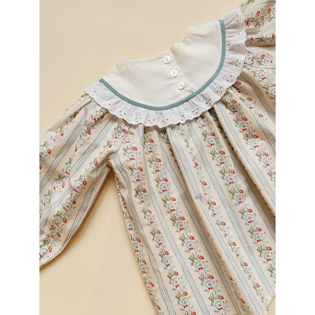 Abigail Dress - Soft white/Bright blue