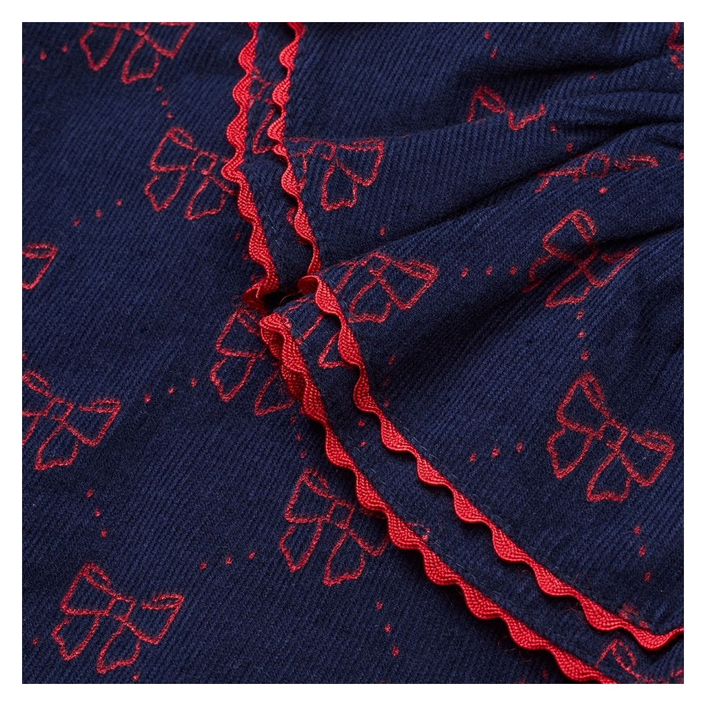 Luna Blouse - Navy/Ruby Red Bows