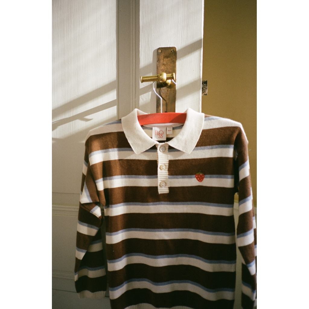 Elias Polo Sweater - Coffee/Air Stripe