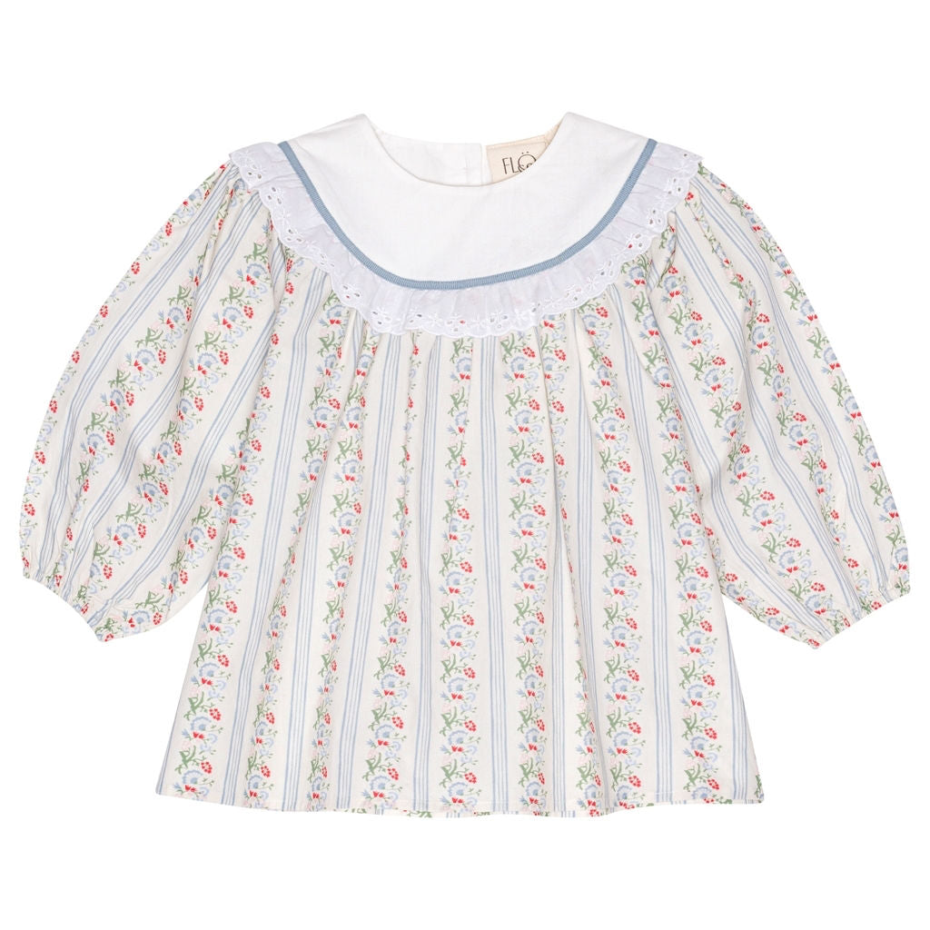 Abigail Dress - Soft white/Bright blue