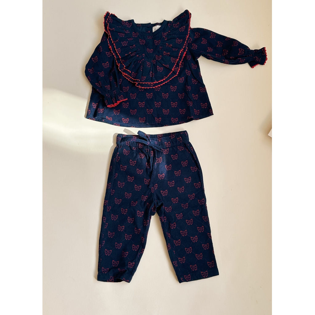 Luna Pant - Navy/Ruby Red Bows