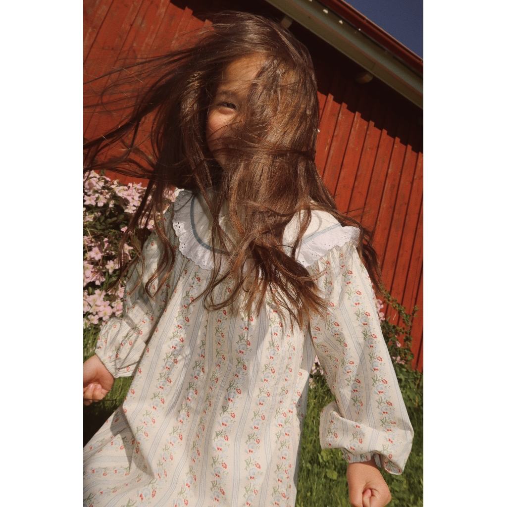 Abigail Dress - Soft white/Bright blue