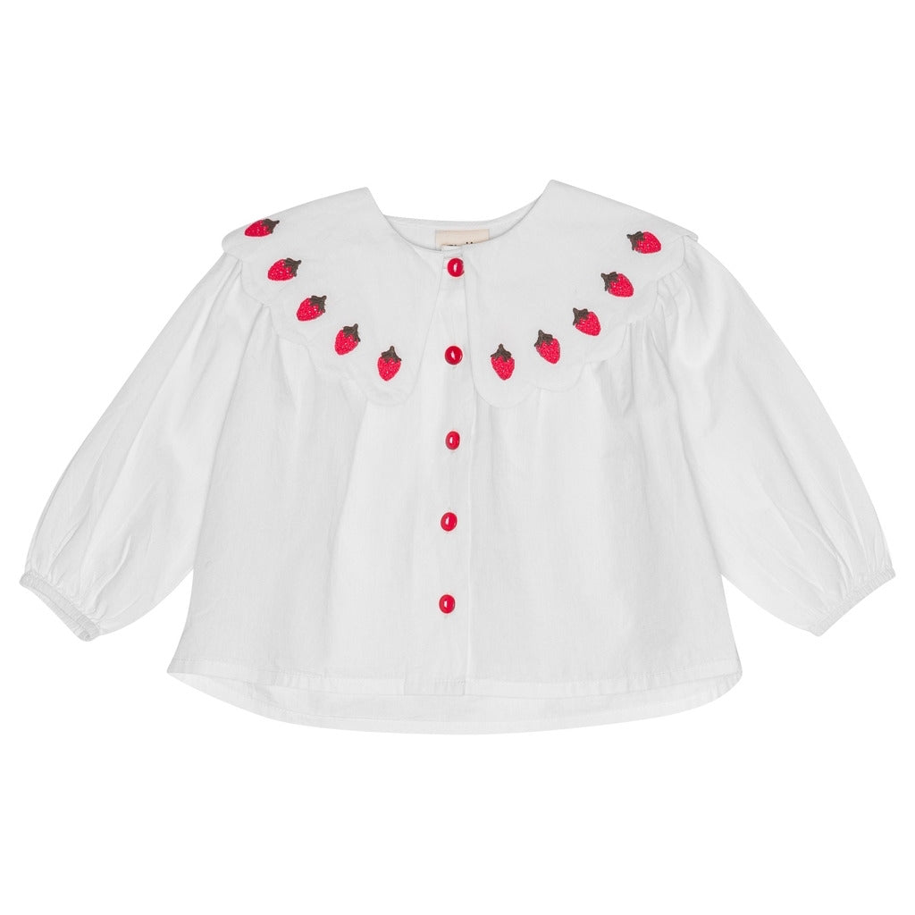 Everlyn LS BLouse - Bright White Berry