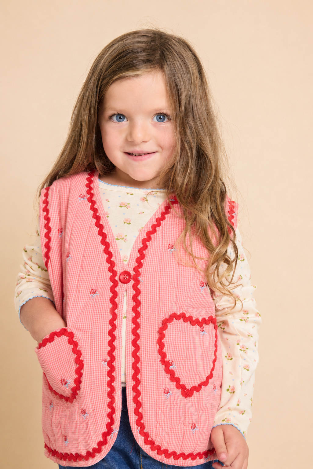 Sonja Vest - Pink Rose Gingham