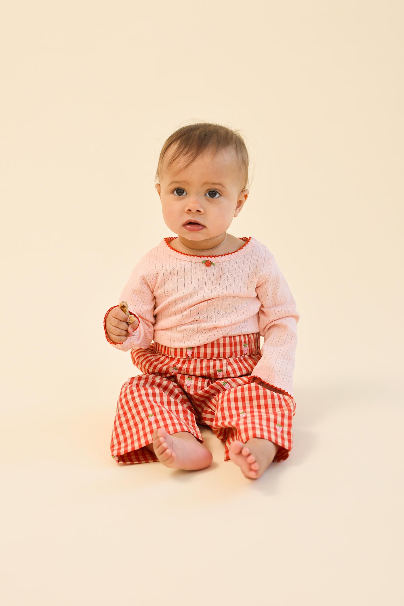 Molly Pineberry Pants - Red-pink Berry Gingham