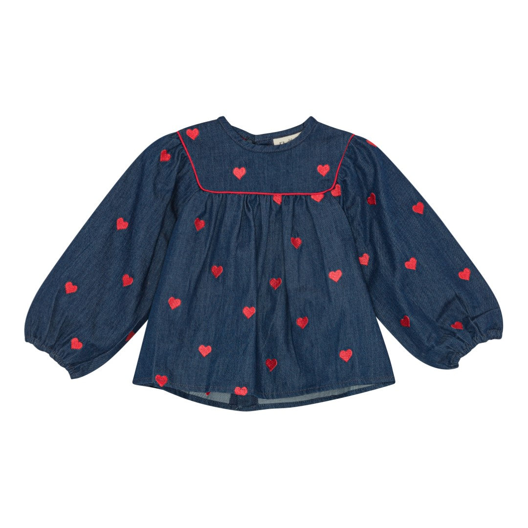 Amee Blouse - Mid Blue Heart
