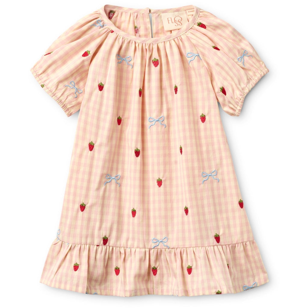 Flöss Aps Dolly Bow Dress Dress Berry/bow Gingham