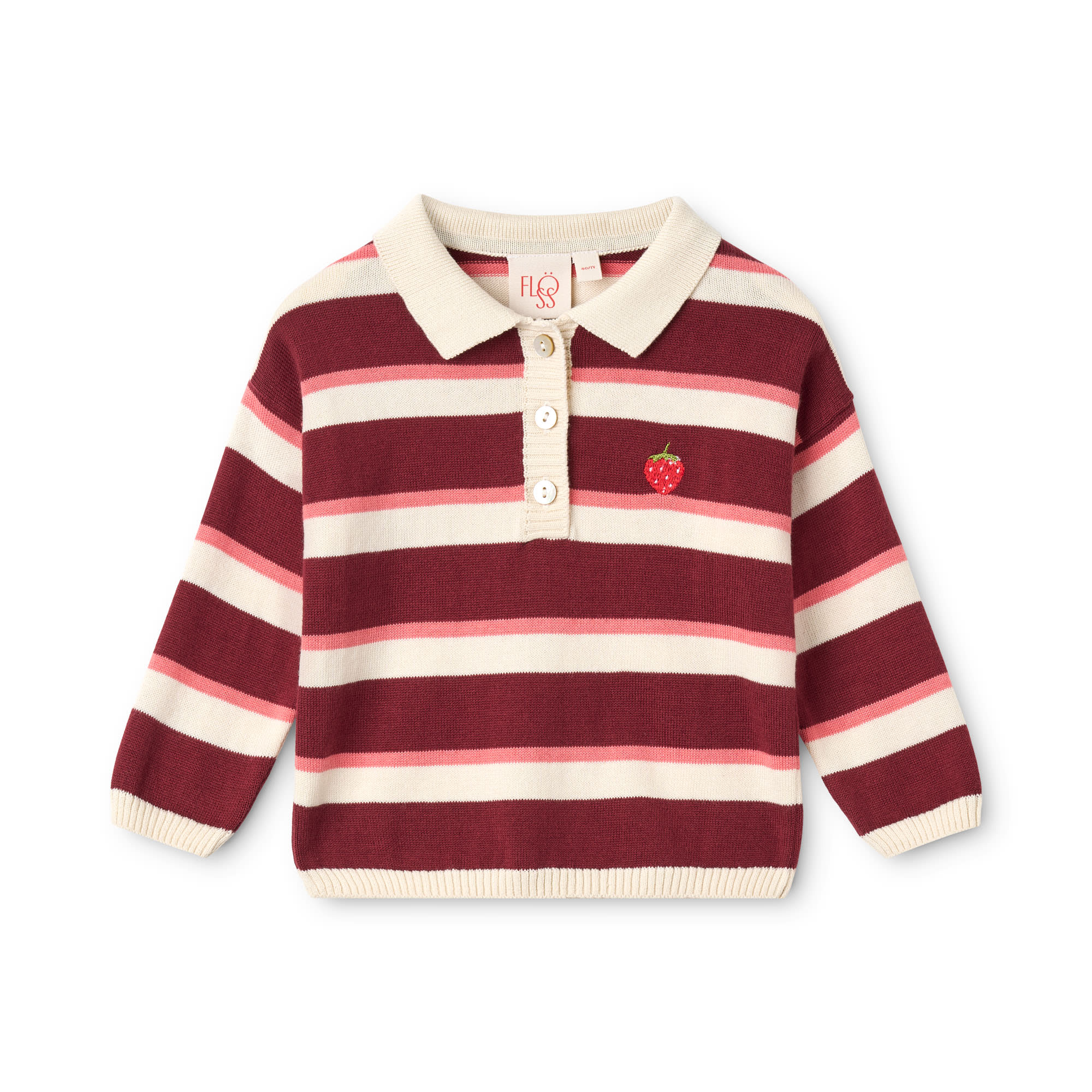 Elisa Polo Sweater - Cranberry Stripe