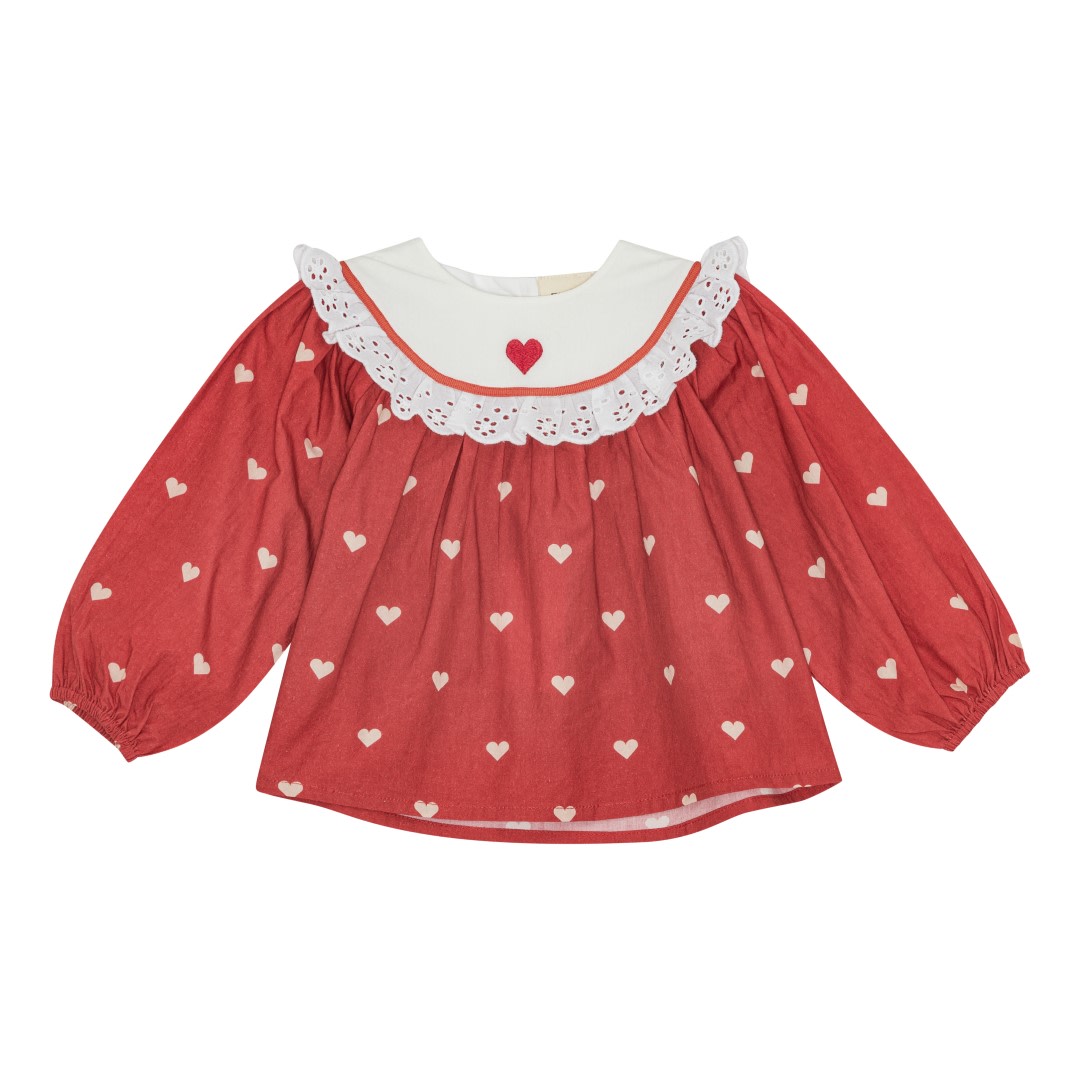 Ellen Blouse - Poppy Red/Soft White
