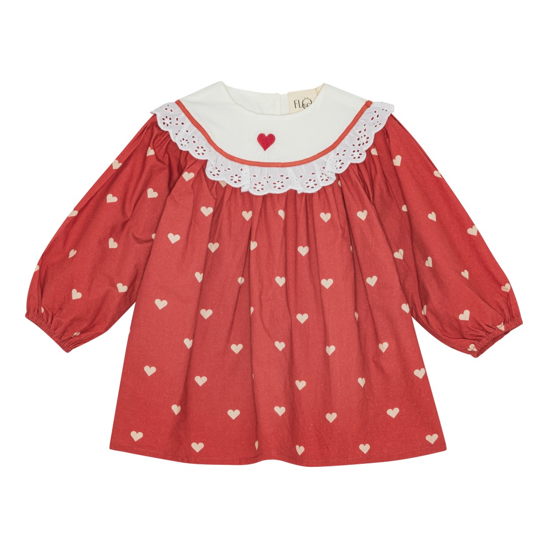 Ellen Dress - Poppy Red/Soft White