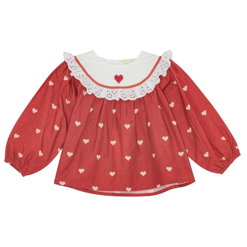 Flöss Aps Ellen Blouse Blouse Poppy Red/Soft White