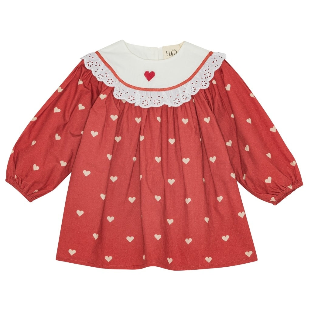 Flöss Aps Ellen Dress Dress Poppy Red/Soft White