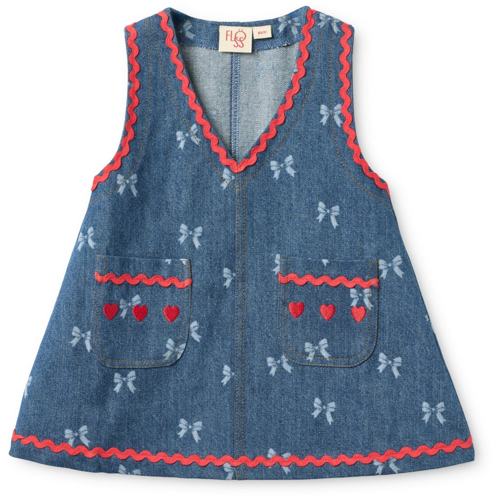 Flöss Aps Eva Dress Dress Denim Blue Bow