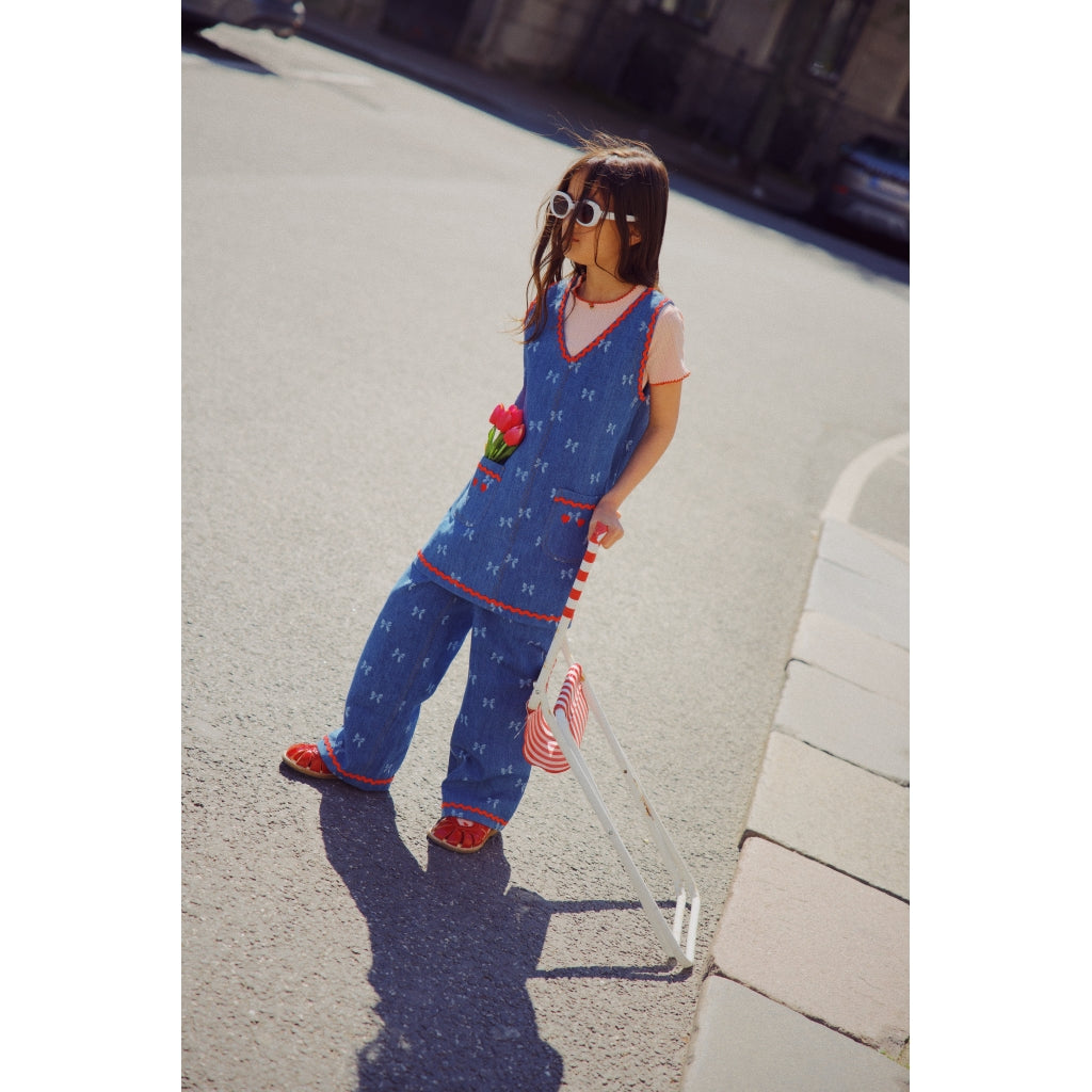 Flöss Aps Eva Pants Pants Denim Blue Bow