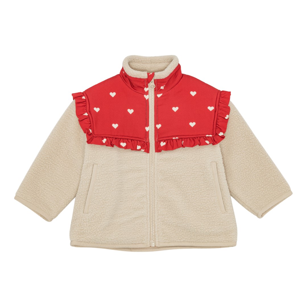 Ellen Fleece Jacket - Poppy Red/Soft White