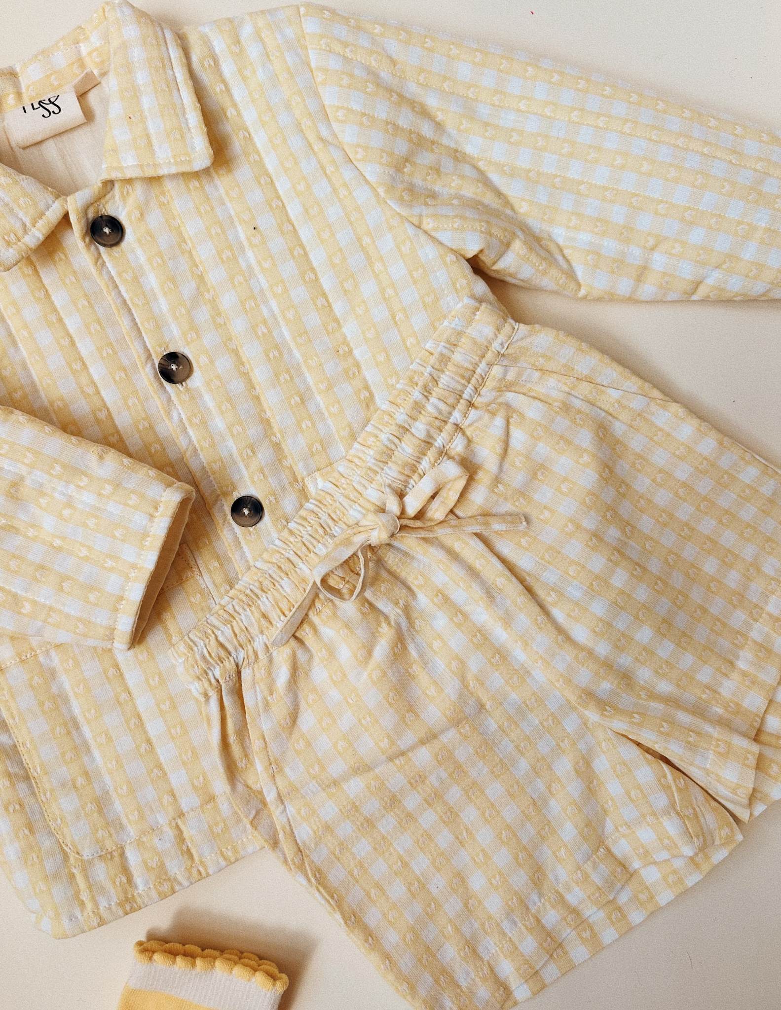 Olivia Shorts - Soft Yellow Heart Gingham