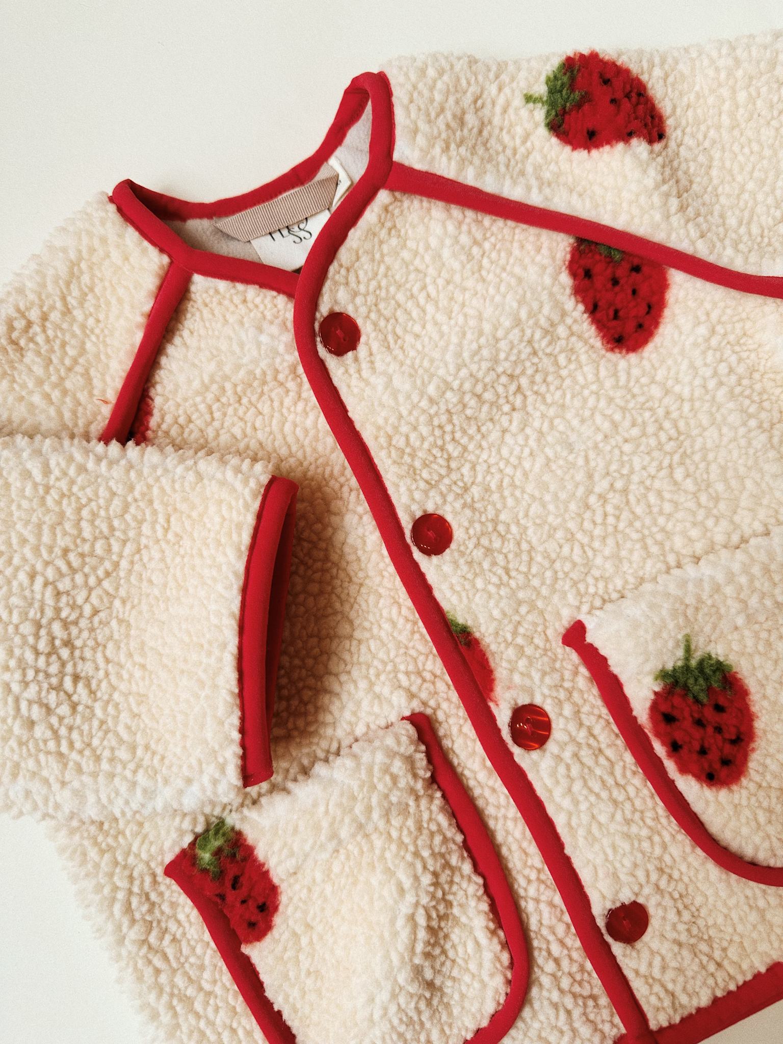 Strawberry Fleece Jacket - Soft White Berry