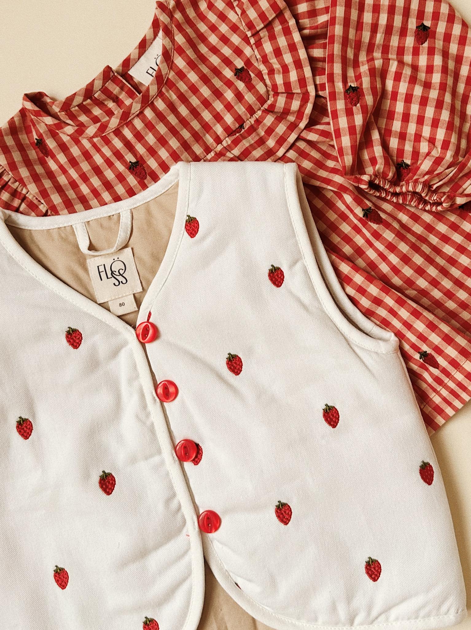 Cora Vest - White Denim Berry