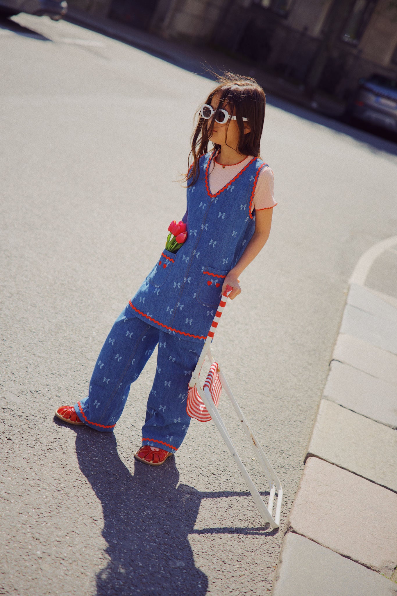 Eva Pants - Denim Blue Bow